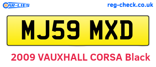 MJ59MXD are the vehicle registration plates.