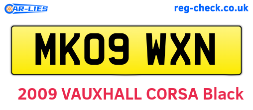 MK09WXN are the vehicle registration plates.