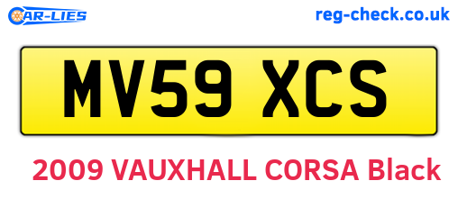 MV59XCS are the vehicle registration plates.
