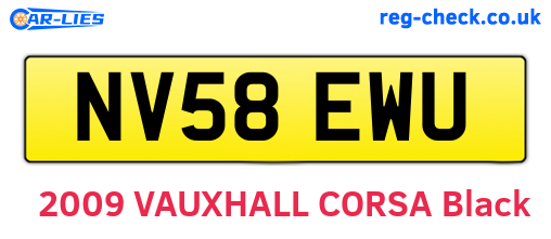 NV58EWU are the vehicle registration plates.