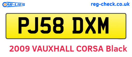PJ58DXM are the vehicle registration plates.