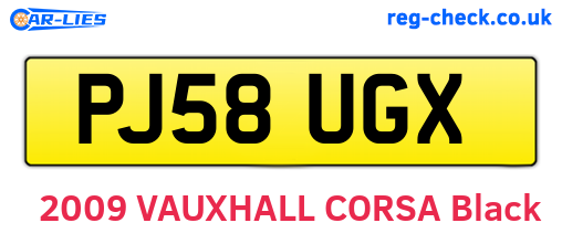 PJ58UGX are the vehicle registration plates.