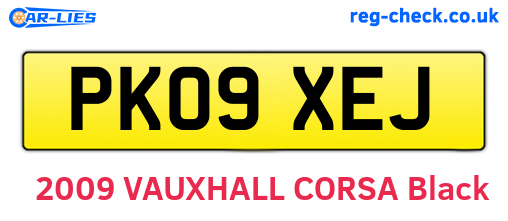 PK09XEJ are the vehicle registration plates.