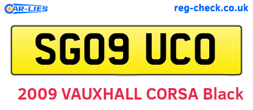 SG09UCO are the vehicle registration plates.
