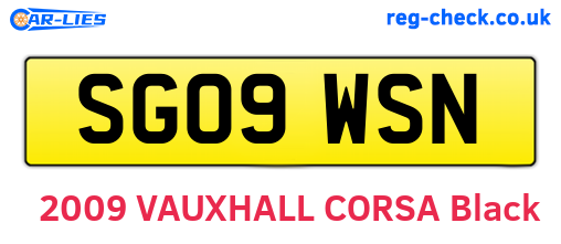 SG09WSN are the vehicle registration plates.