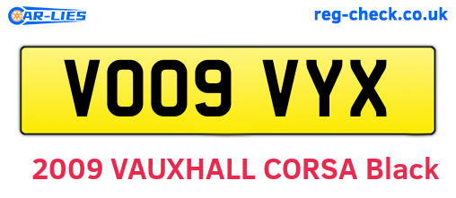 VO09VYX are the vehicle registration plates.