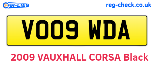 VO09WDA are the vehicle registration plates.