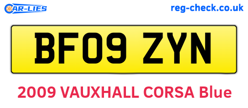 BF09ZYN are the vehicle registration plates.