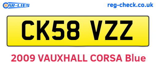 CK58VZZ are the vehicle registration plates.