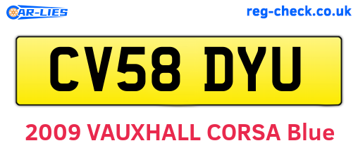 CV58DYU are the vehicle registration plates.