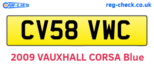 CV58VWC are the vehicle registration plates.