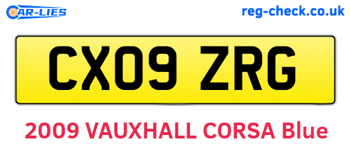 CX09ZRG are the vehicle registration plates.