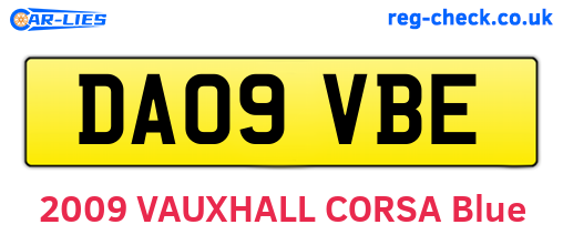 DA09VBE are the vehicle registration plates.