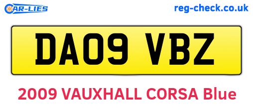 DA09VBZ are the vehicle registration plates.