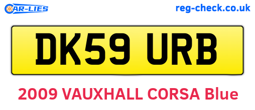DK59URB are the vehicle registration plates.
