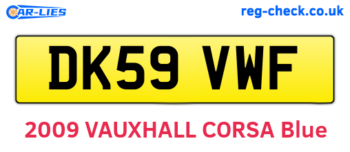 DK59VWF are the vehicle registration plates.