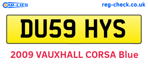 DU59HYS are the vehicle registration plates.