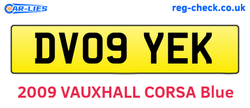 DV09YEK are the vehicle registration plates.