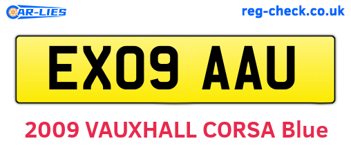 EX09AAU are the vehicle registration plates.