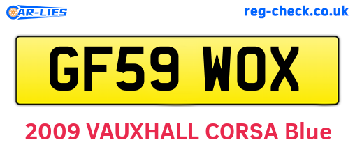 GF59WOX are the vehicle registration plates.