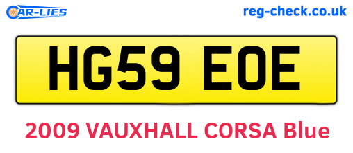 HG59EOE are the vehicle registration plates.