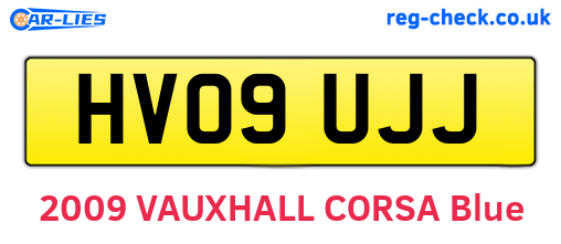 HV09UJJ are the vehicle registration plates.