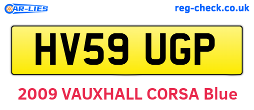 HV59UGP are the vehicle registration plates.