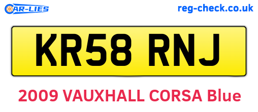 KR58RNJ are the vehicle registration plates.