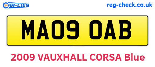 MA09OAB are the vehicle registration plates.