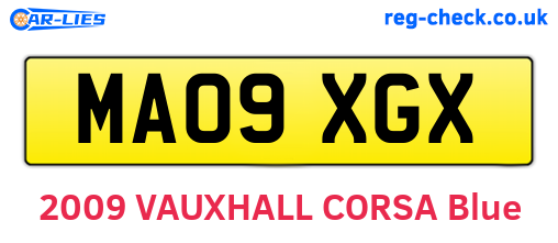 MA09XGX are the vehicle registration plates.