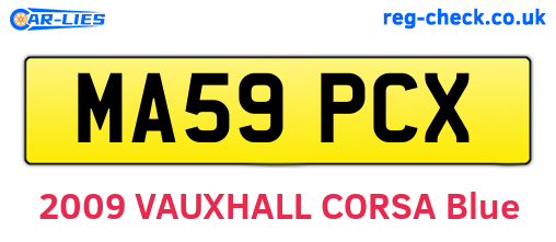 MA59PCX are the vehicle registration plates.