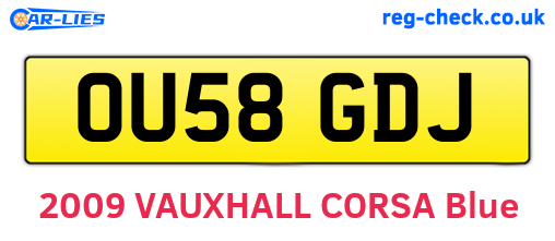 OU58GDJ are the vehicle registration plates.