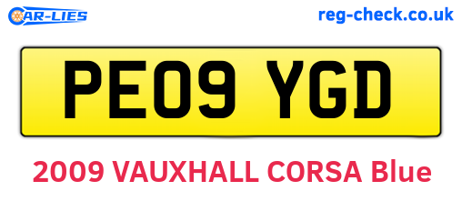 PE09YGD are the vehicle registration plates.