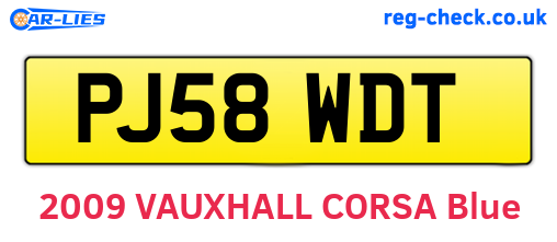 PJ58WDT are the vehicle registration plates.