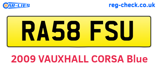 RA58FSU are the vehicle registration plates.