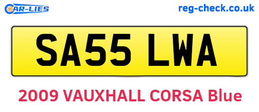 SA55LWA are the vehicle registration plates.
