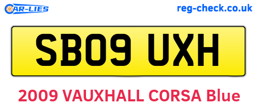 SB09UXH are the vehicle registration plates.
