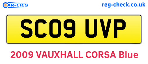 SC09UVP are the vehicle registration plates.