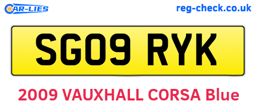 SG09RYK are the vehicle registration plates.