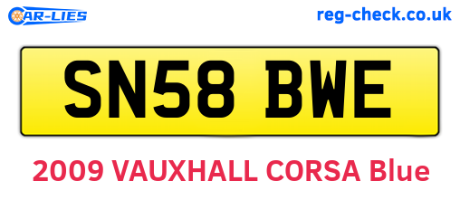 SN58BWE are the vehicle registration plates.
