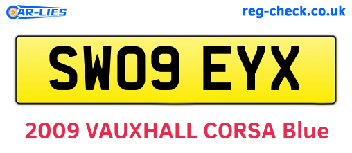 SW09EYX are the vehicle registration plates.
