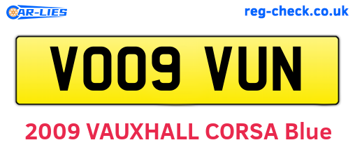 VO09VUN are the vehicle registration plates.
