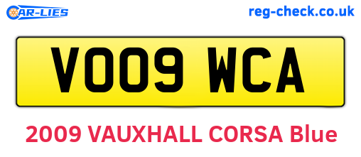 VO09WCA are the vehicle registration plates.