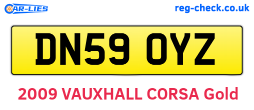 DN59OYZ are the vehicle registration plates.