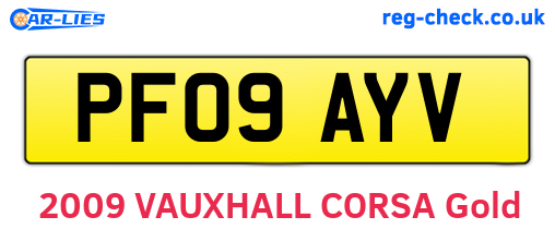 PF09AYV are the vehicle registration plates.