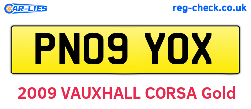 PN09YOX are the vehicle registration plates.