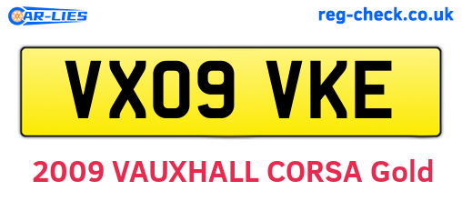 VX09VKE are the vehicle registration plates.