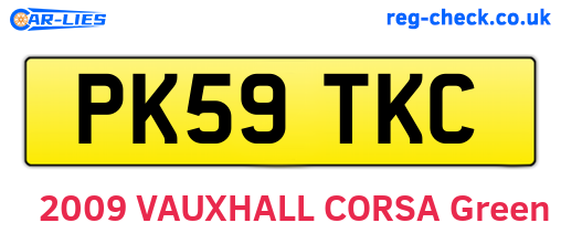 PK59TKC are the vehicle registration plates.