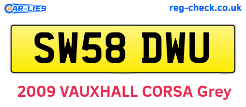 SW58DWU are the vehicle registration plates.