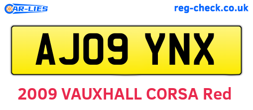 AJ09YNX are the vehicle registration plates.